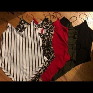 5 Gaze spaghetti strap body suits.